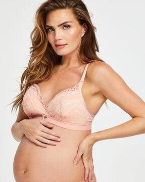 rose lace non-wired nursing bra