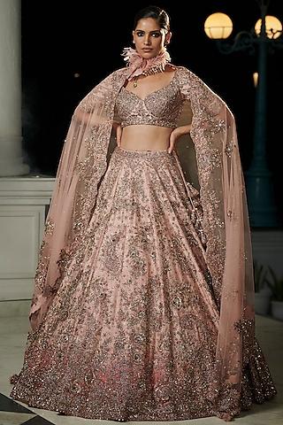 rose pink & berry red ombre bridal lehenga set