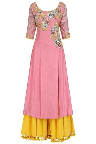 rose pink a-line kurta and sharara set