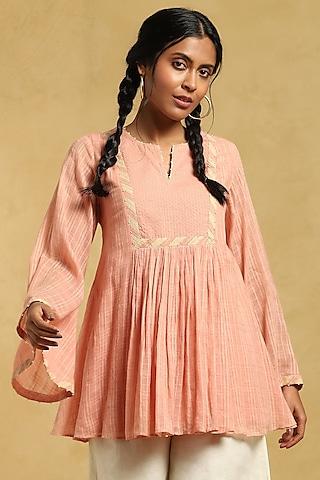 rose pink cotton a-line kurta