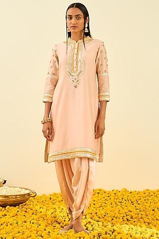 rose pink dhoti set in bemberg satin