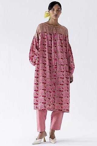 rose pink dot printed tunic