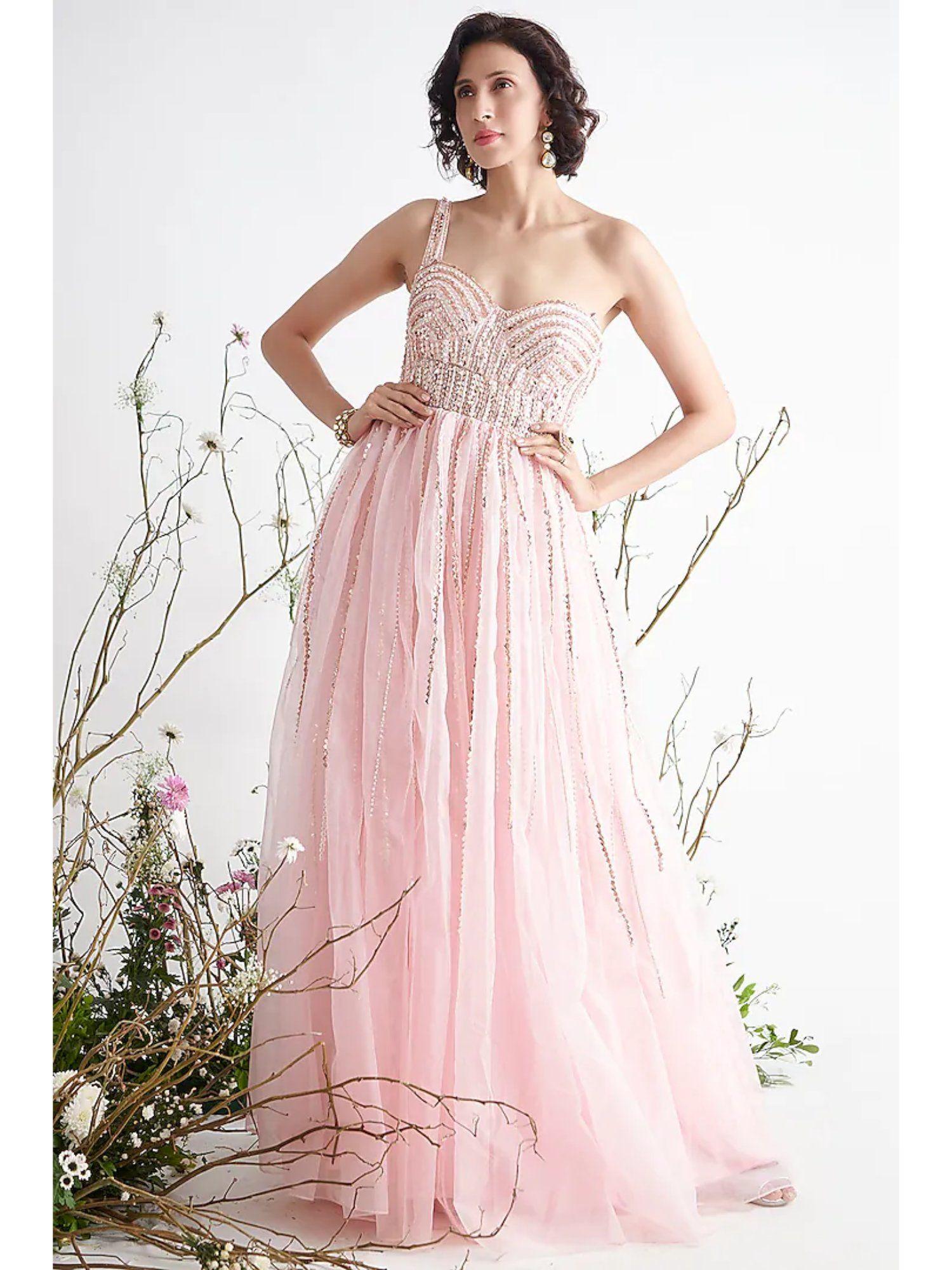 rose pink embellished gown