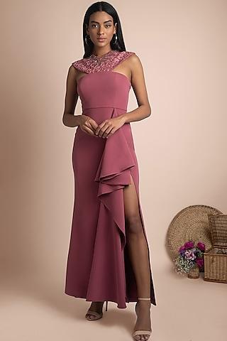 rose pink embellished gown