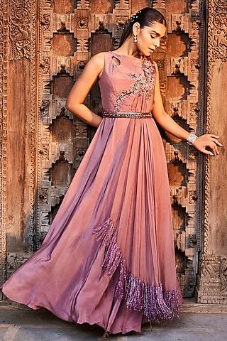 rose pink embellished gown