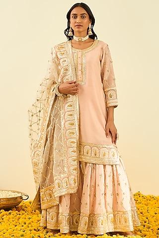 rose pink embroidered gharara set for girls