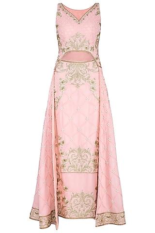 rose pink embroidered gown