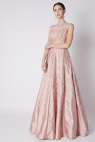 rose pink embroidered gown