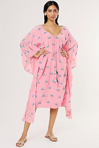 rose pink embroidered kaftan