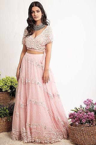 rose pink embroidered lehenga set