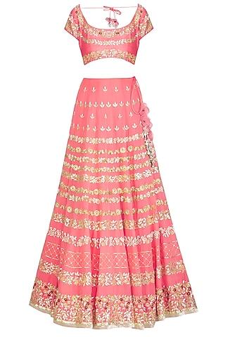 rose pink embroidered lehenga set