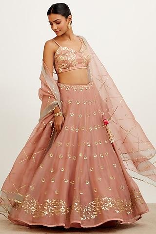 rose pink embroidered lehenga set