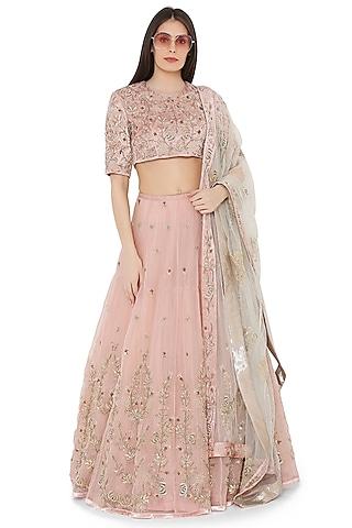 rose pink embroidered lehenga set