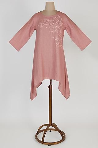 rose pink floral embroidered tunic