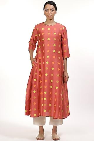 rose pink kalidar tunic with dots