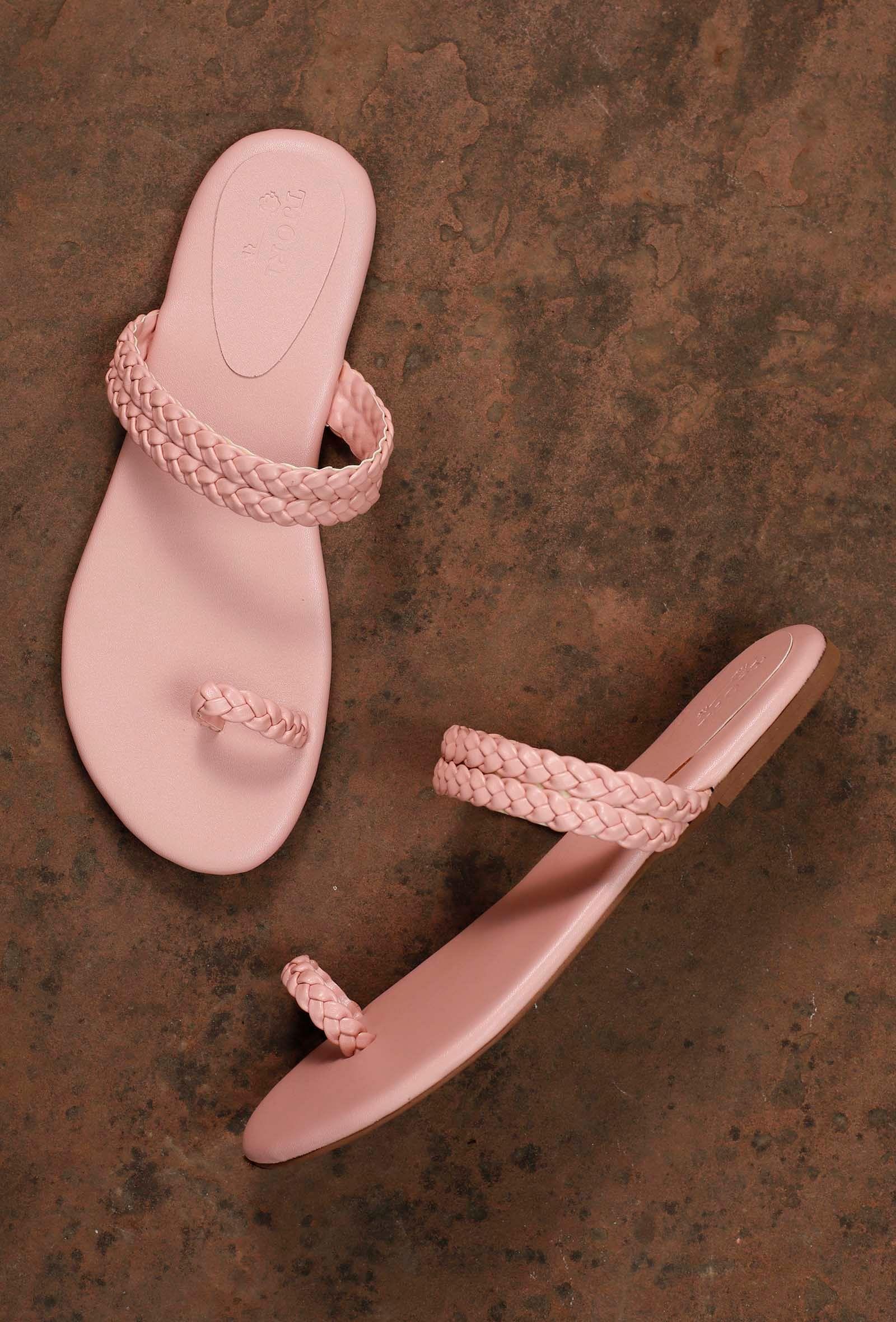 rose pink knotted cruelty free leather sandals