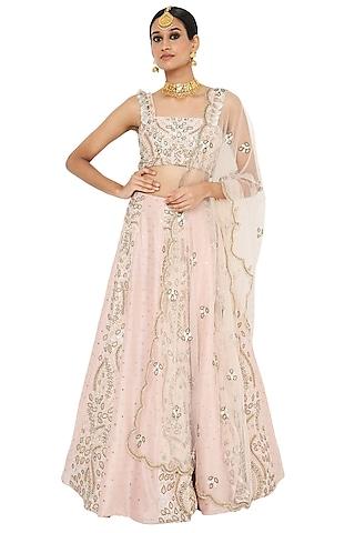 rose pink lehenga set with embroidery