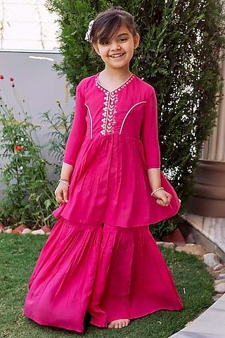 rose pink modal sharara set for girls