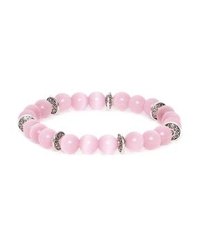 rose quartz beaded stretch bracelet