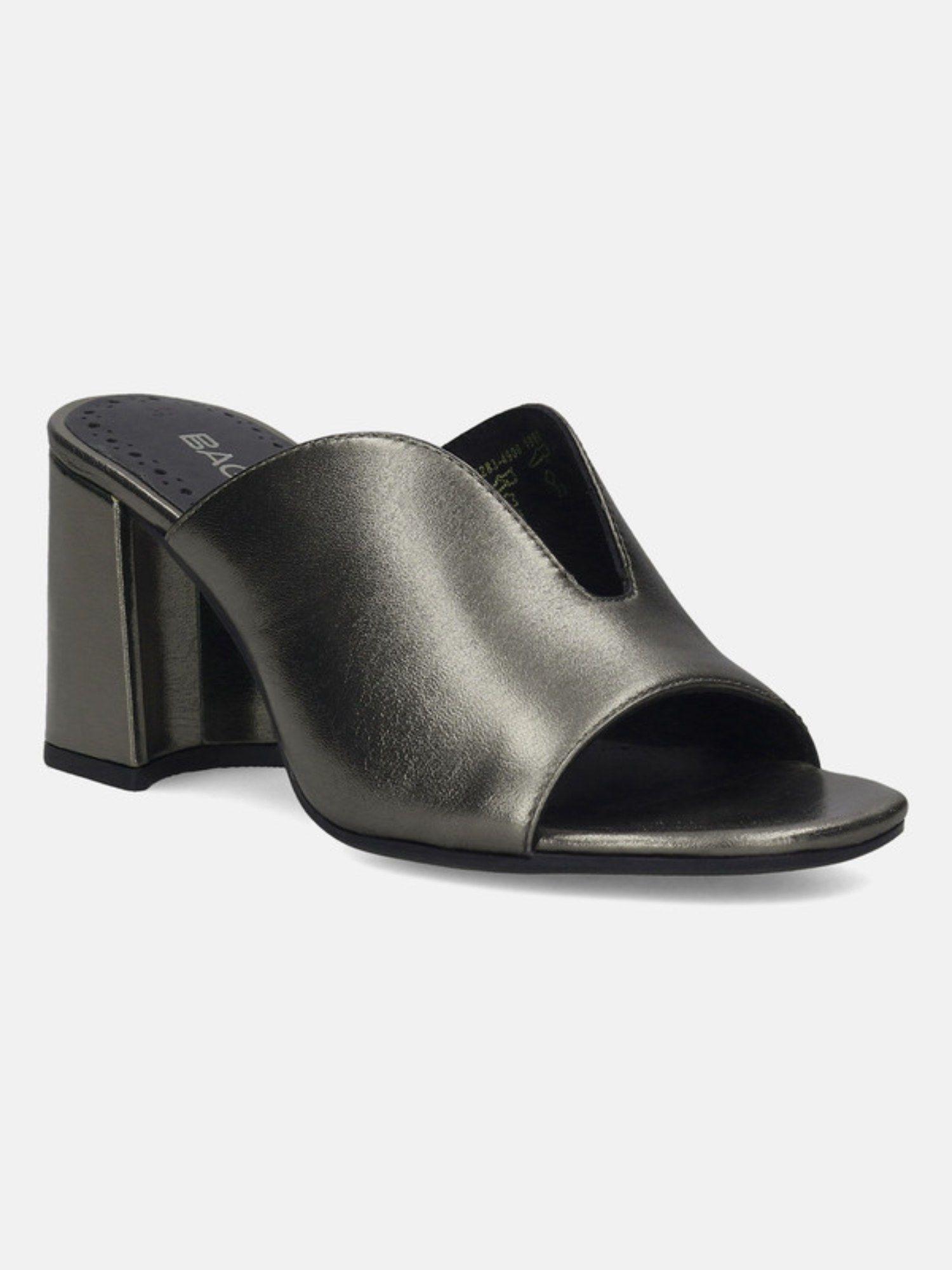 rosella black leather womens mules