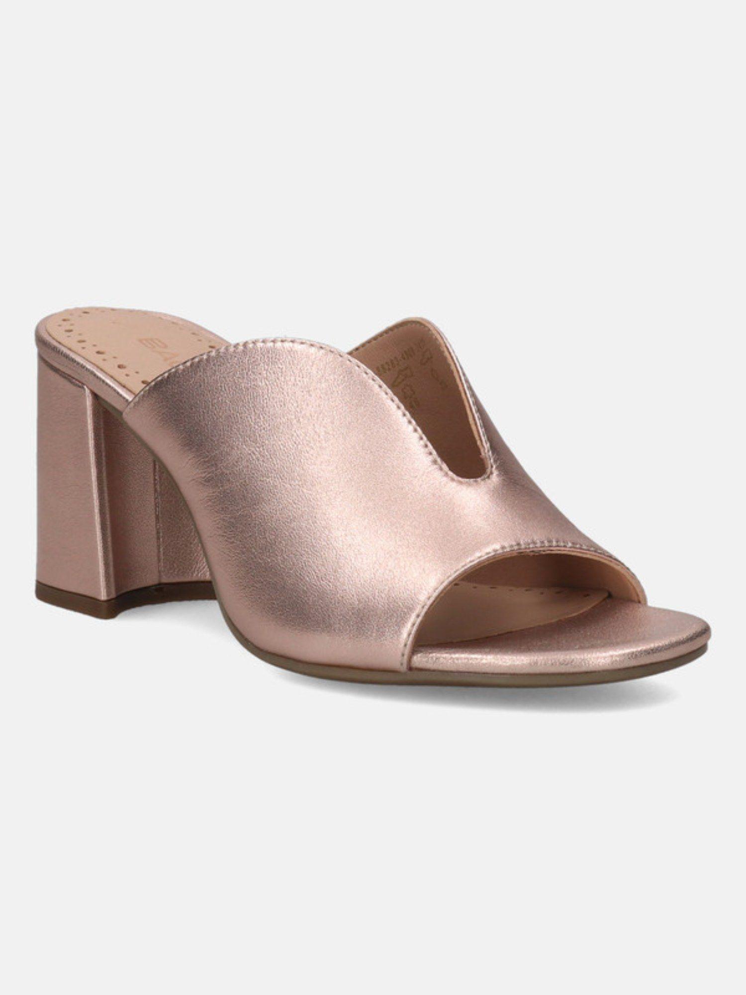 rosella pink leather womens mules