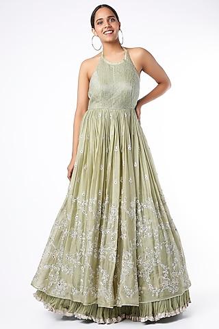 rosemary green pita embroidered gown
