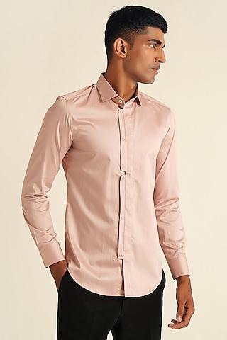 rosewater pink cotton satin shirt