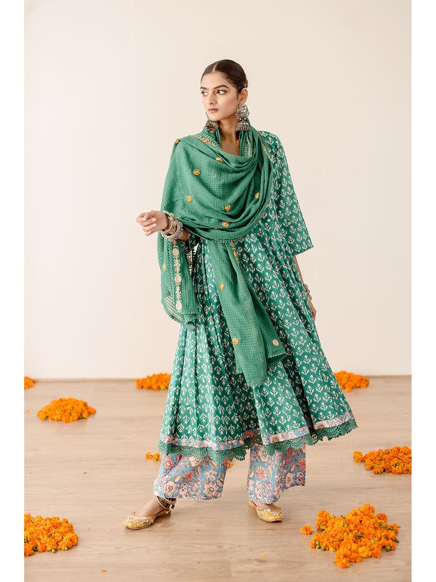 roshan green anarkali (set of 3)