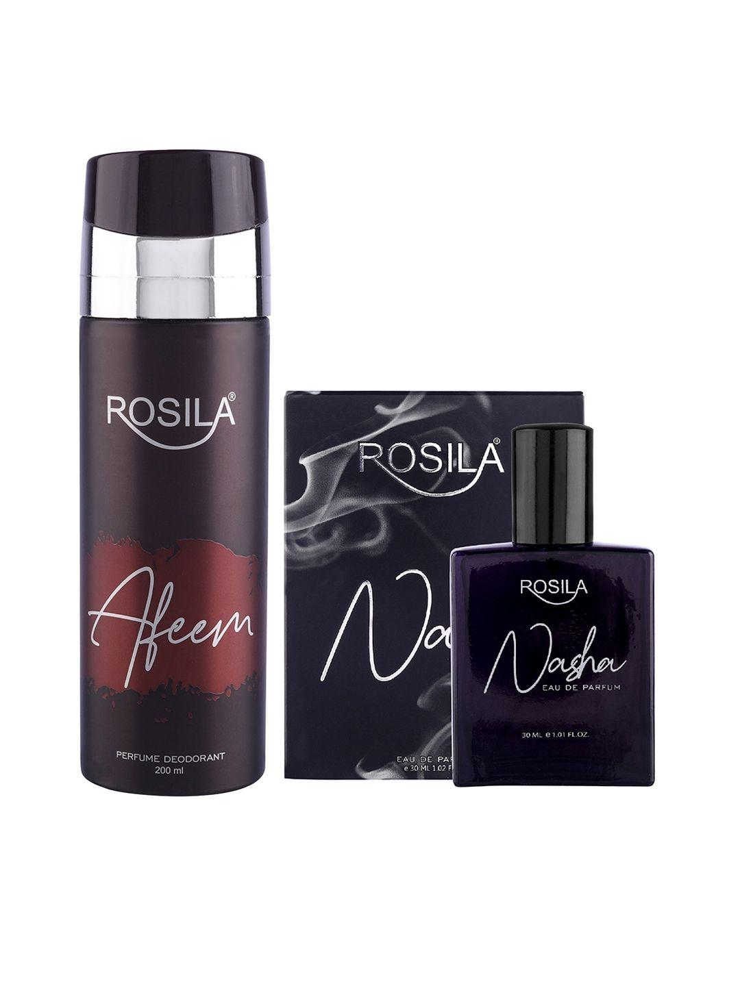 rosila combo of afeem deodorant body spray 200 ml & nasha eau de parfum 30 ml