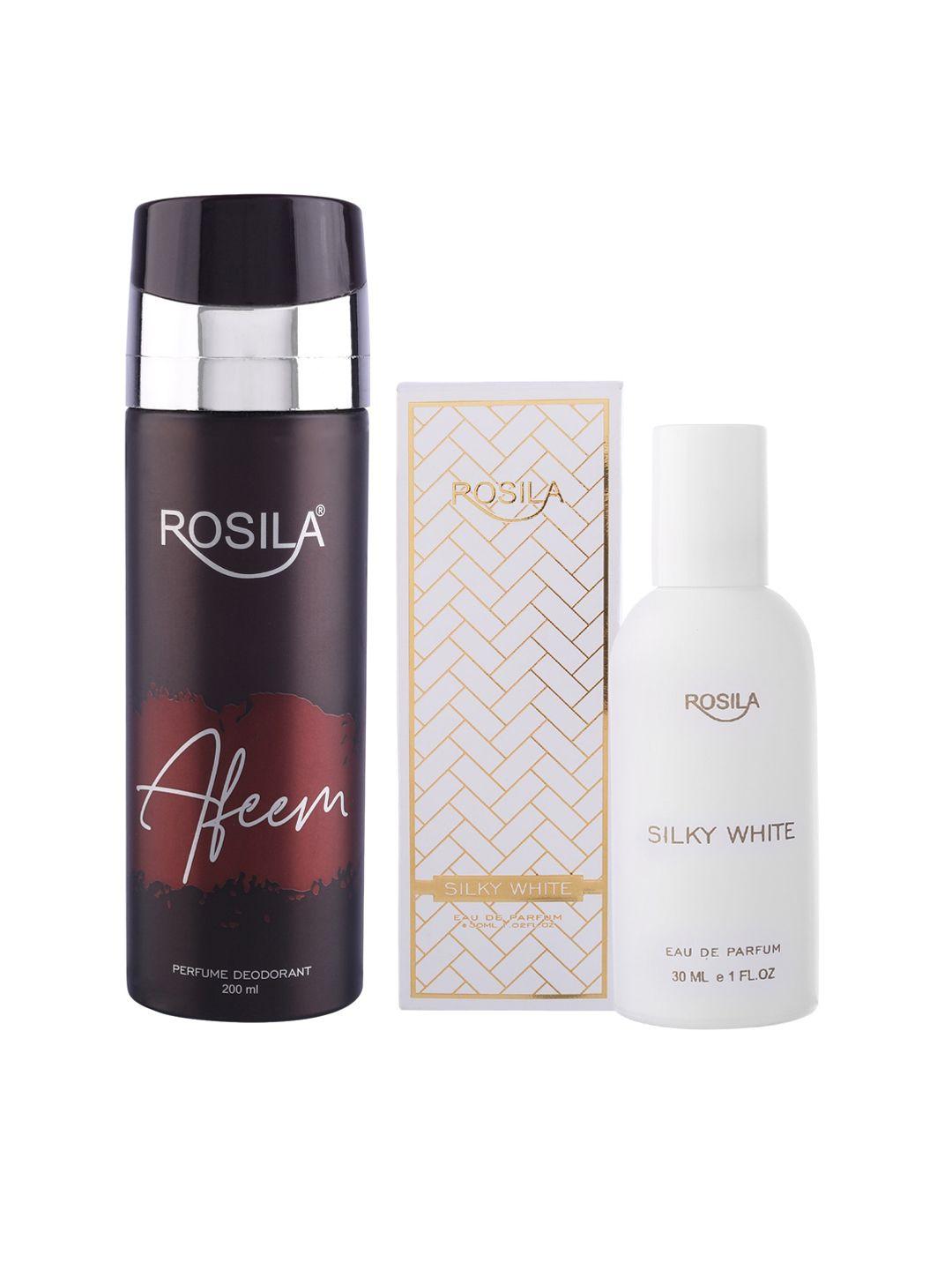 rosila combo of afeem perfume deodorant 200 ml & silky white eau de parfum 30 ml