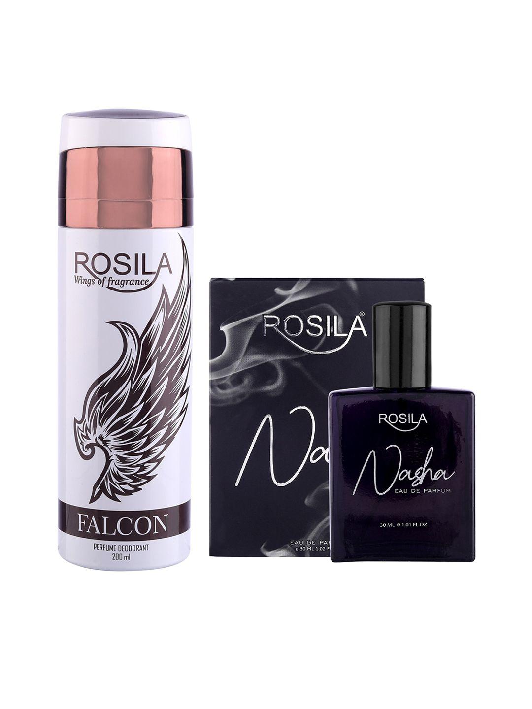 rosila combo of falcon deodorant body spray 200 ml & nasha eau de parfum 30 ml