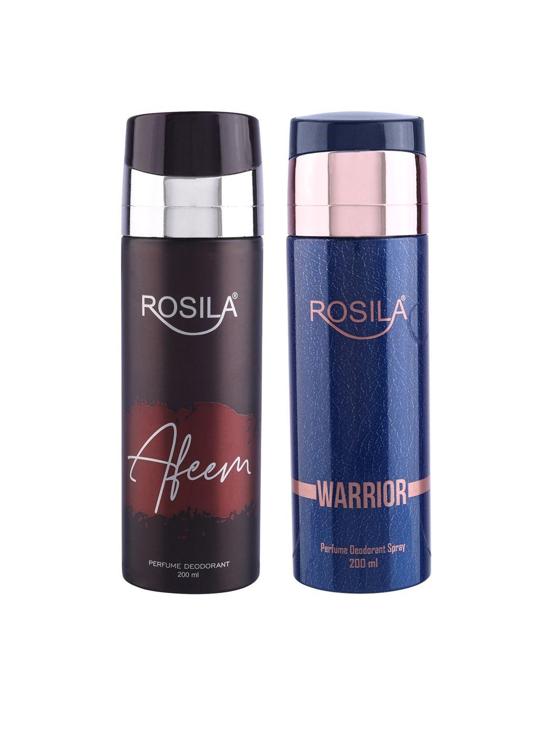 rosila set of afeem & warrior perfume deodorant body spray 200 ml each