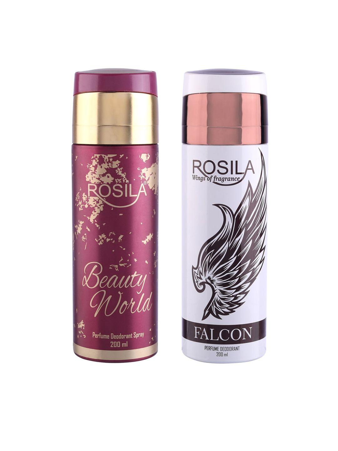 rosila set of beauty world & falcon perfume deodorant body spray 200 ml each