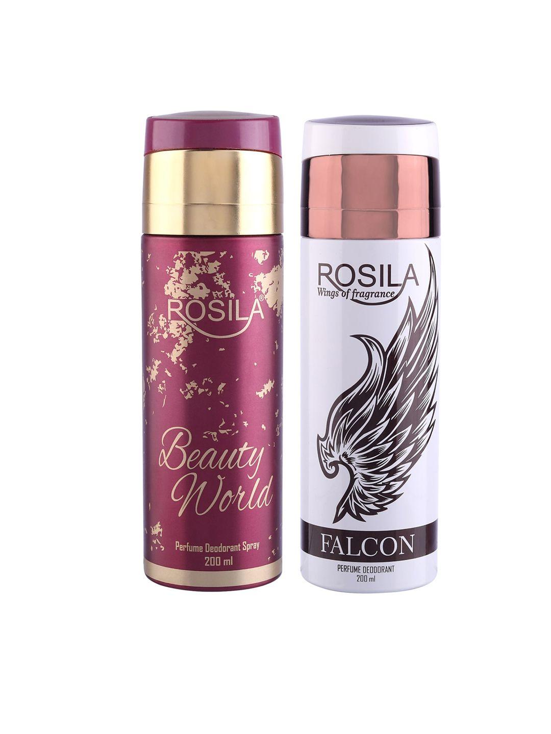 rosila set of beauty world & hawk perfume deodorant body spray 200 ml each