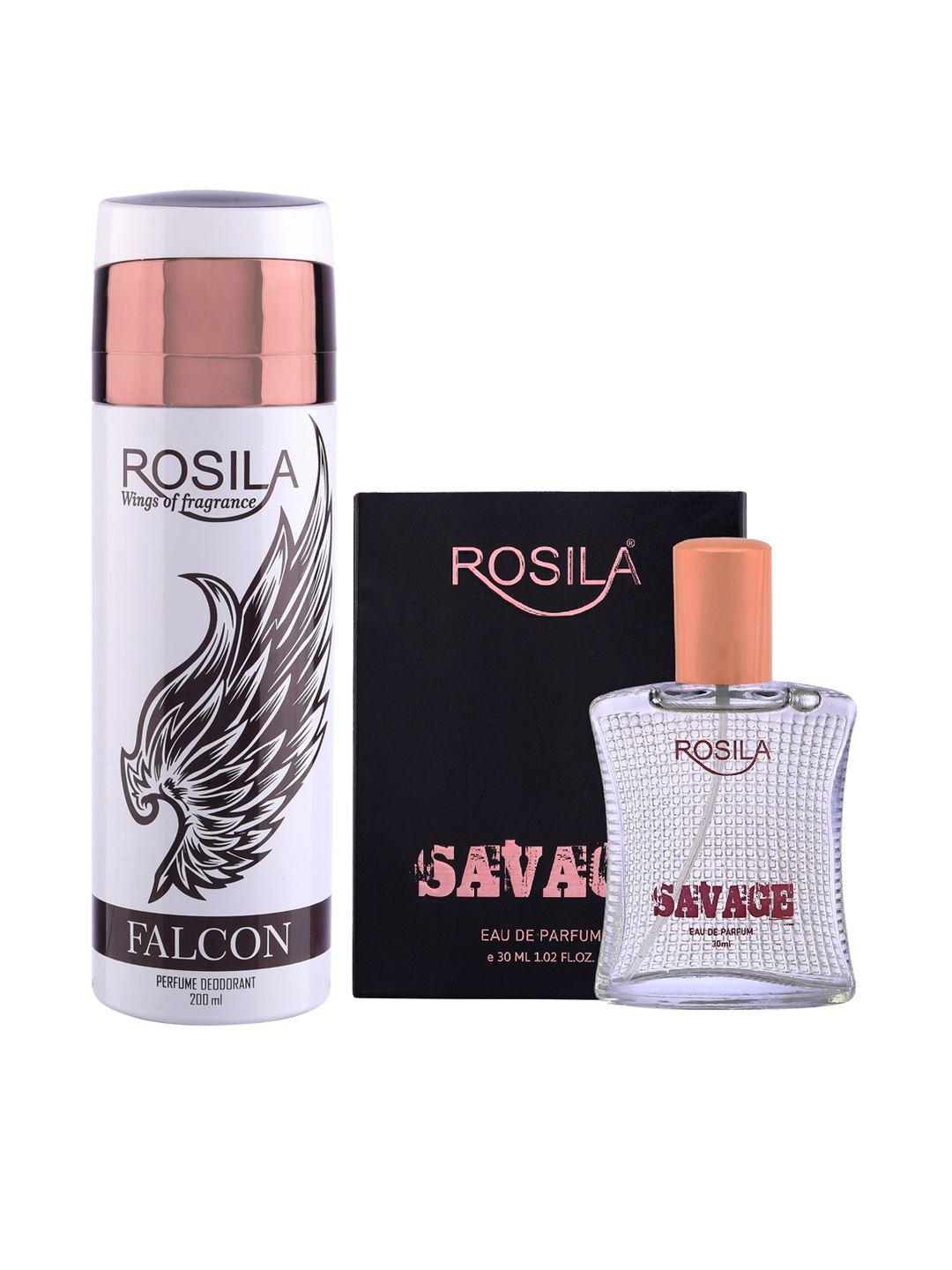 rosila set of falcon deodorant body spray 200ml & savage eau de parfum 30ml