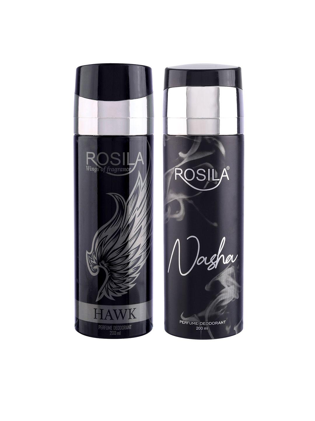 rosila set of nasha & hawk perfume deodorant body spray 200 ml each