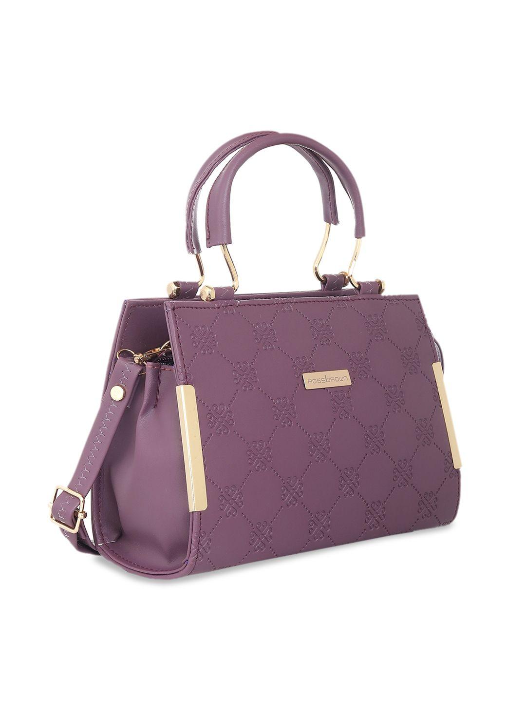 ross brown pu structured quilted handheld bag