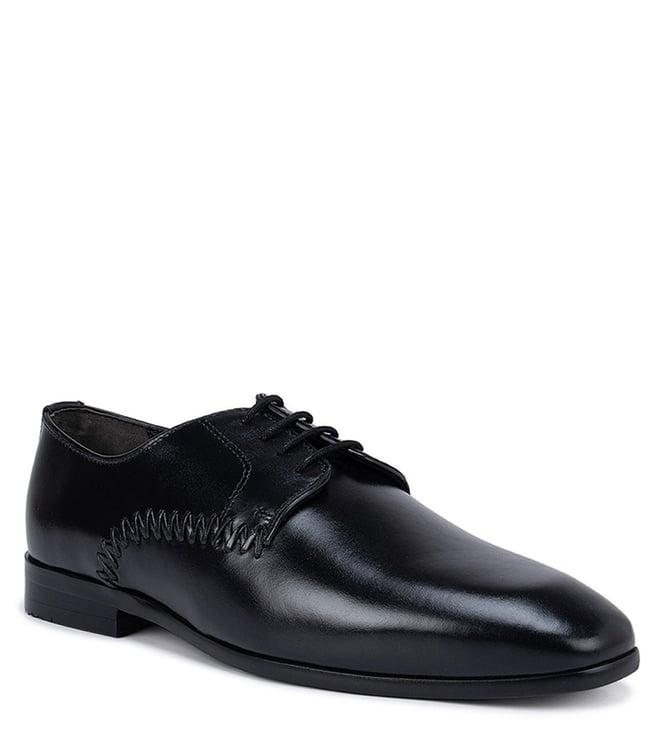 rosso brunello black leather derby shoes