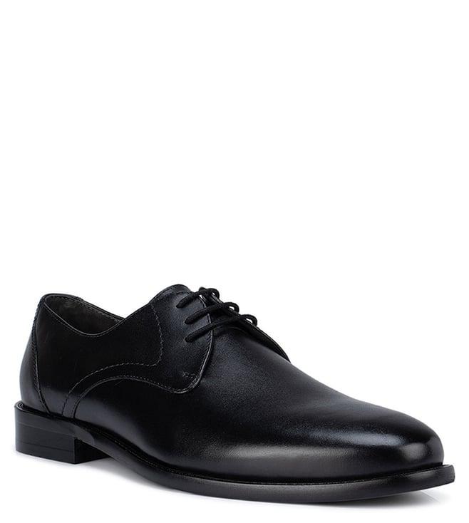 rosso brunello black leather derby shoes