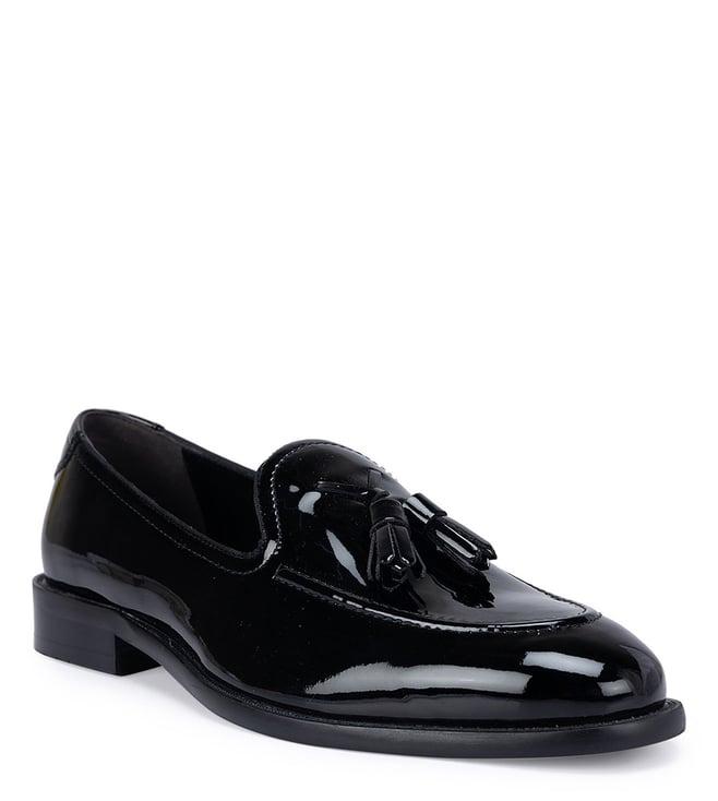 rosso brunello black men's leather formal slip-ons