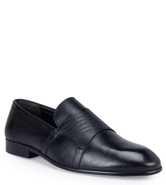 rosso brunello black men's leather formal slip-ons