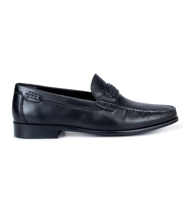 rosso brunello men's black leather loafers