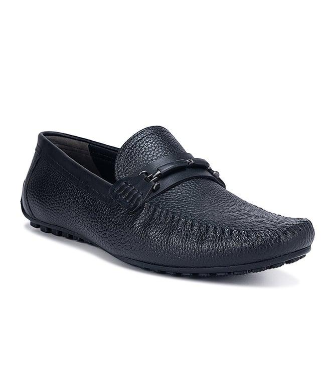 rosso brunello men's black leather mocassins