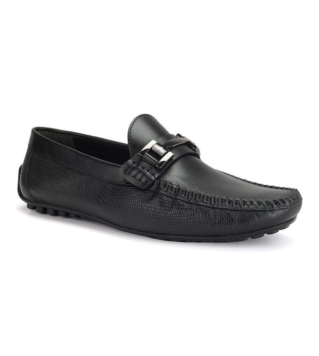 rosso brunello men's black leather mocassins