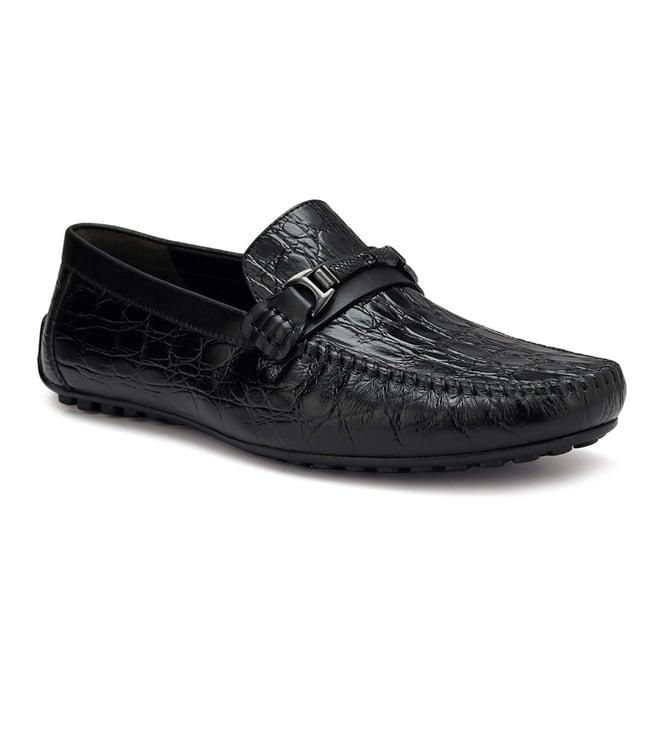 rosso brunello men's black leather mocassins