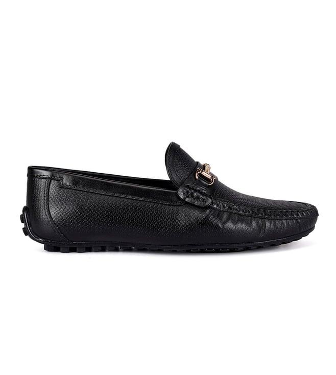 rosso brunello men's black leather mocassins