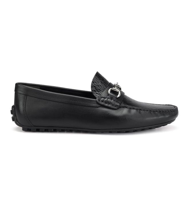 rosso brunello men's black leather mocassins