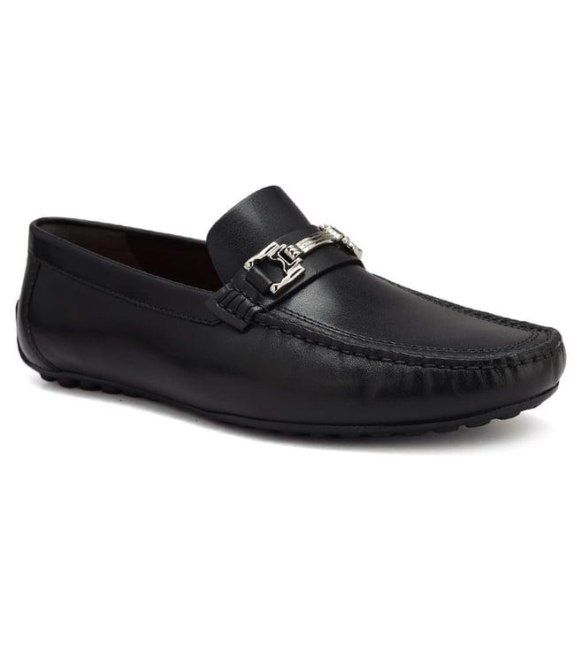 rosso brunello men's black leather moccasins