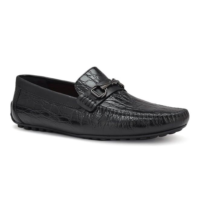 rosso brunello men's black leather moccasins