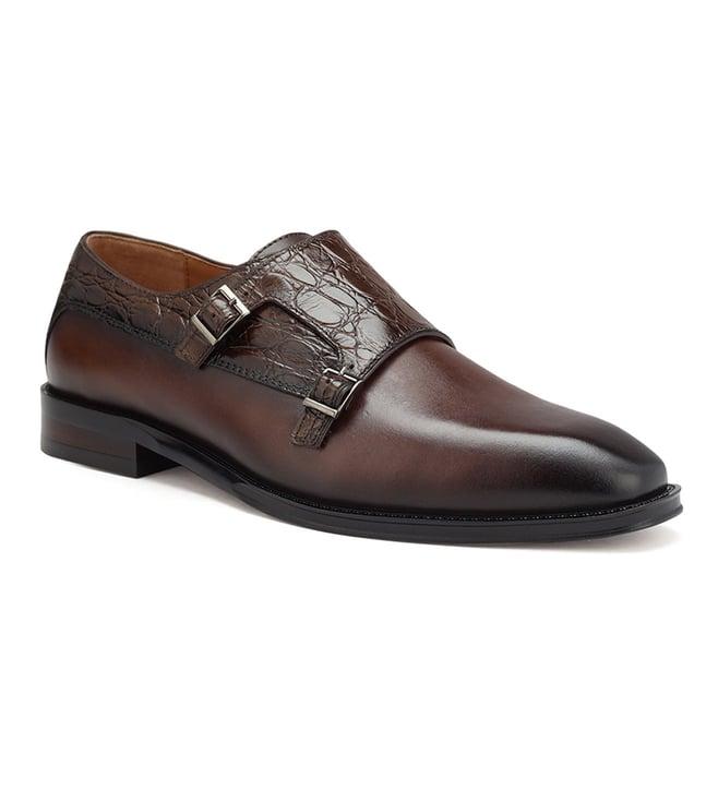 rosso brunello men's coffee leather monk strap